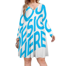 Lade das Bild in den Galerie-Viewer, Einzelbilddruck Oversized V-Ausschnitt Langarm Kleid Blusenkleid B829 mit Fotos Muster Text Logo selbst gestalten und bedrucken
