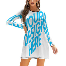 Lade das Bild in den Galerie-Viewer, Wunderschönes NZ015 Kleid mit rundem Ausschnitt mit vollem Arm für Damen / Frauen selbst gestalten und bedrucken
