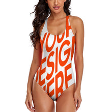 Lade das Bild in den Galerie-Viewer, Sexy modisches 2023 Multi-Image-Druck Damen / Frauen One-piece Swimsuit Swimwear Badeanzug mit tiefem Rundhalsausschnitt LT3150 mit Fotos Muster Text Logo selbst gestalten und bedrucken
