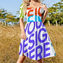 Lade das Bild in den Galerie-Viewer, Große Größen Multi-Image-Druck Damen / Frauen Sommerkleid Jerseykleid Druckkleid B271 knielang mit weitem Rundhalsausshnitt mit Fotos Muster Text Logo selbst gestalten und bedrucken
