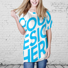 Lade das Bild in den Galerie-Viewer, Einzelbilddruck Damen / Frauen TSHIRT T-Shirt Kleid Lang mit Rundhalsausschnitt Oversize AQT mit Fotos Muster Text Logo selbst gestalten und bedrucken
