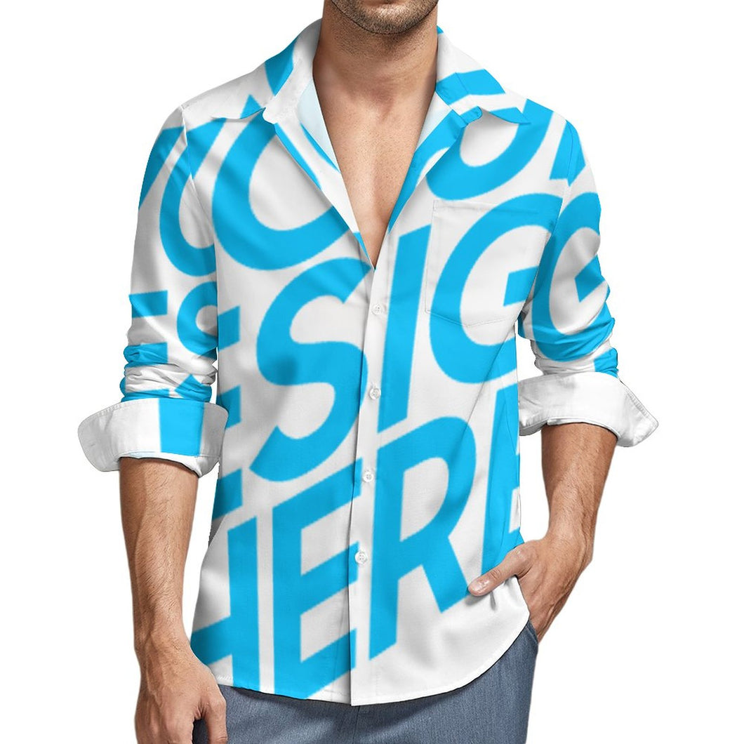 Große Größen Einzelbilddruck Herren / Männer Hemd Langarmhemd LS mit Fotos Muster Text Logo selbst gestalten und bedrucken