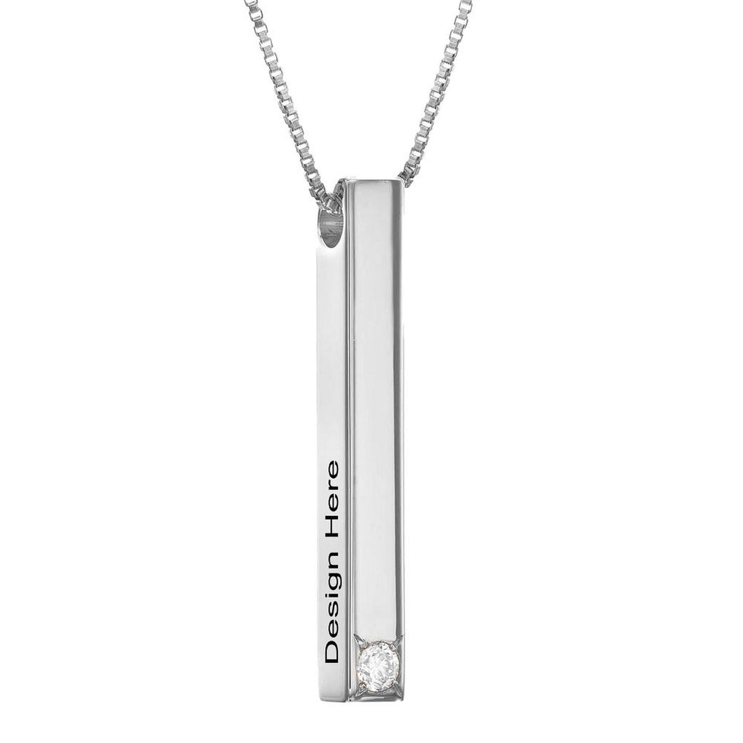 Dreidimensionale Barrenkette Gold- / Rosévergoldetes 925er Sterling Silber / Kupfer und Labor-gefertigtem Zirkonia mit Namen Gravur selbst gestalten