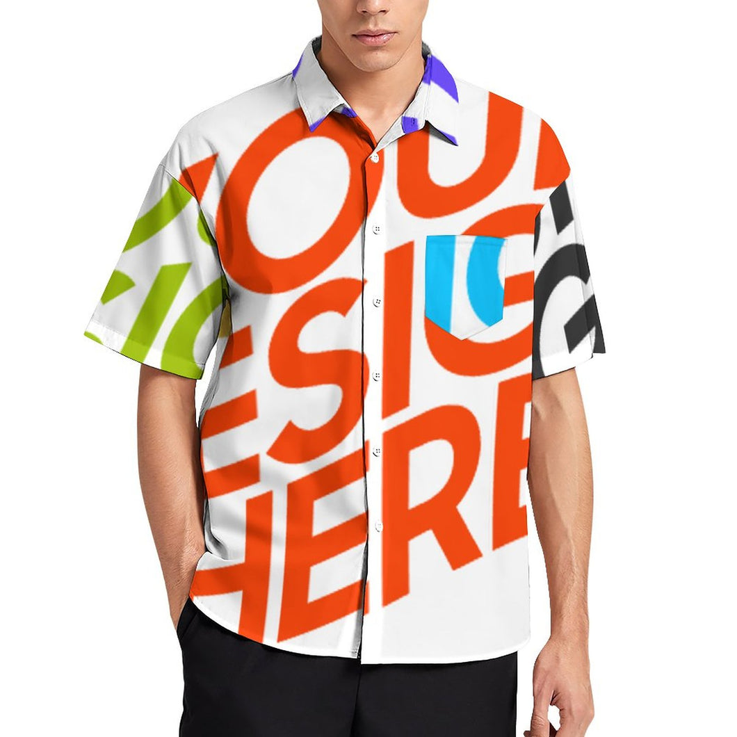Multi-Image-Druck Herren Hemd Kurzarmhemd Businesshemd mit Brusttasche B339 mit Fotos Muster Text Logo selbst gestalten und bedrucken
