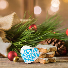 Lade das Bild in den Galerie-Viewer, Christbaumschmuck Herz Weihnachten Deko Anhänger mit Fotos Muster Text Logo selbst gestalten und bedrucken
