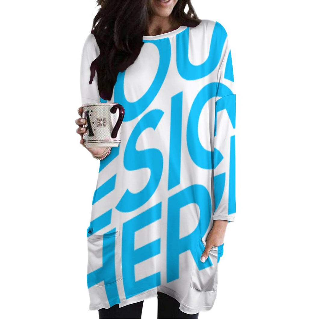 Einzelbilddruck Damen / Frauen Langarm T-shirt TSHIRT A072 mit zwei großen Seitetaschen mit Fotos Muster Text Logo selbst gestalten und bedrucken
