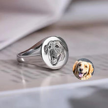 Lade das Bild in den Galerie-Viewer, Personalisierter Haustier Porträt Kupfer Ring mit Tier-Foto Gravur selbst gestalten
