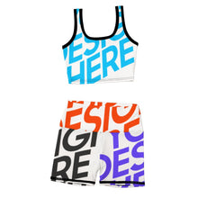 Lade das Bild in den Galerie-Viewer, Multi-Image-Druck Yoga Set NZ063 Jogginganzug Damen Traingsanzug 2 Teile Nahtlose Sportanzug Damen Crop Top und Hohe Taille Yoga-Shorts Sport Sets mit Foto Text Muster selbst gestalten und bedrucken
