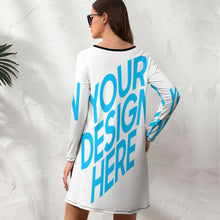 Lade das Bild in den Galerie-Viewer, Wunderschönes NZ015 Kleid mit rundem Ausschnitt mit vollem Arm für Damen / Frauen selbst gestalten und bedrucken

