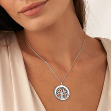 Lade das Bild in den Galerie-Viewer, Lebensbaumkette mit Zirkonias aus Gold- / Rosévergoldetes 925er Sterling Silber X0006 mit Namen Gravur selbst gestalten
