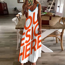 Lade das Bild in den Galerie-Viewer, Multi-Image-Design Allover-Druck Damen / Frauen Maxikleid Kleid lang mit verstellbarem Träger BDQ selbst gestalten und bedrucken
