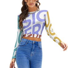 Lade das Bild in den Galerie-Viewer, Multi-Image-Druck Damen Langarm Rückenfreies Shirt Crop Top NZ141 mit Fotos Muster Text Logo selbst gestalten und bedrucken
