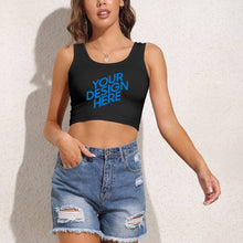 Lade das Bild in den Galerie-Viewer, Crop Top Basictop Damen / Frauen aus elastischer Baumwoll-Qualität A-010 mit Fotos Muster Text Logo selbst gestalten und bedrucken

