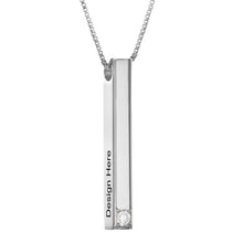Lade das Bild in den Galerie-Viewer, Dreidimensionale Barrenkette Gold- / Rosévergoldetes 925er Sterling Silber / Kupfer und Labor-gefertigtem Zirkonia mit Namen Gravur selbst gestalten
