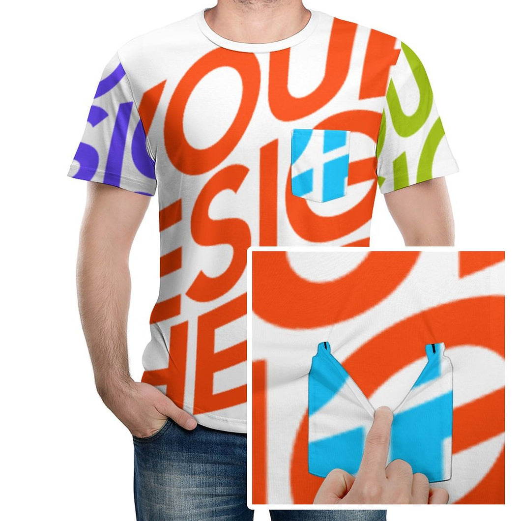 Multi-Image-Druck Rundhalsshirt Kurzarm T-Shirt TSHIRT mit Brusttasche NTREV2 für Herren mit Fotos Muster Text Logo selbst gestalten und bedrucken