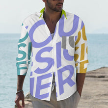 Lade das Bild in den Galerie-Viewer, Multi-Image-Druck Langarmhemd Shirt mit Reverstasche AY007 für Herren mit Fotos Muster Text Logo selbst gestalten und bedrucken
