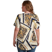 Lade das Bild in den Galerie-Viewer, Große Größe Short Sleeve Shirt V-Neck T-Shirt TSHIRT NZ109 - Damen / Frauen - selbst gestalten und bedrucken
