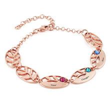 Lade das Bild in den Galerie-Viewer, Damen 925er Sterling Silber Blattarmband S0022 mit Gravur mit 18K Gold Roségold Vergoldung selbst gestalten
