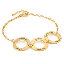 Lade das Bild in den Galerie-Viewer, Personalisiertes Armband Drei Ringe Armkette S0041 mit 3 Kreisen Anhänger mit Namen Gravur mit 18K Gold Roségold Vergoldung selbst gestalten
