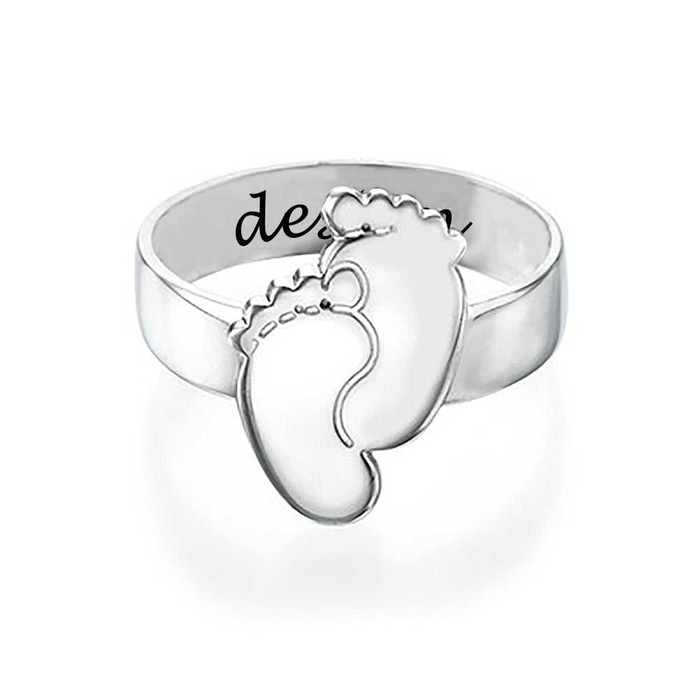 Personalisierter Birth Foot Ring Geburt Fuß Ring J0027 mit Text Gravur ...