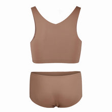 Lade das Bild in den Galerie-Viewer, Personalisierte nahtlose Bustier Bralette BH Set mit Panty (2-tlg) WH021 Mittelteil Druck mit Fotos Muster Text Logo selbst gestalten und bedrucken
