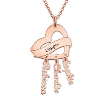 Lade das Bild in den Galerie-Viewer, Personalisierte Herz Charm Anhänger Halskette mit Namen nach Wünsch X0036 in 925 Sterling Silber mit 18K Gold / Roségold Vergoldung Länge verstellbar selbst gestalten
