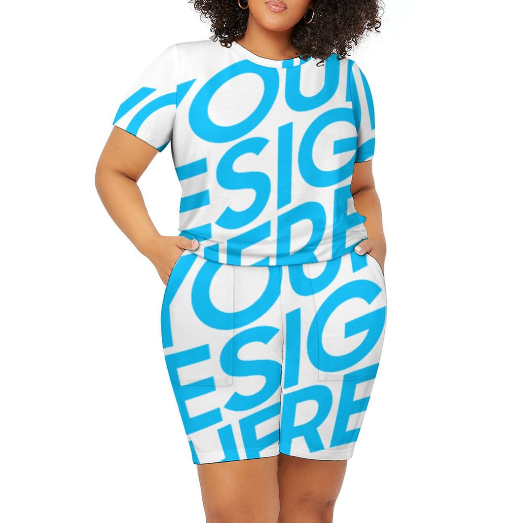 Einzelbilddruck Oversize kurzärmeliges TShirt mit Shorts Set für Damen / Frauen NTZ mit Fotos Muster Text Logo selbst gestalten und bedrucken
