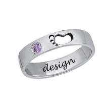 Lade das Bild in den Galerie-Viewer, Personalisierter 925er Sterling Silber Babyfüße Ring J0021 mit Gravur selbst gestalten
