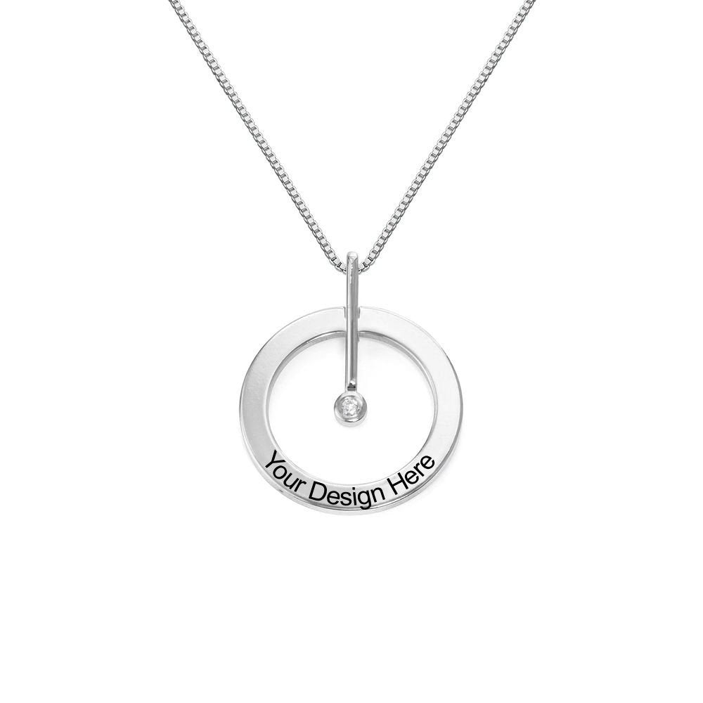 Personalisierte ringförmige Halskette mit Diamant X0065 mit Gravur selbst gestalten