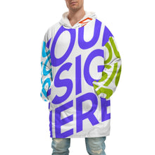 Lade das Bild in den Galerie-Viewer, Mehrbilddruck Decken Kapuzenpullover Lang für Herren &amp; Männer B4122 mit Foto Muster Text Logo selbst gestalten und bedrucken
