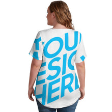 Lade das Bild in den Galerie-Viewer, Große Größe Short Sleeve Shirt V-Neck T-Shirt TSHIRT NZ109 - Damen / Frauen - selbst gestalten und bedrucken
