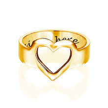 Lade das Bild in den Galerie-Viewer, Hollow Heart Herz Ring J0022 mit gravierbarer Innenseite aus 925er Sterling Silber mit 18K Gold Roségold Vergoldung selbst gestalten
