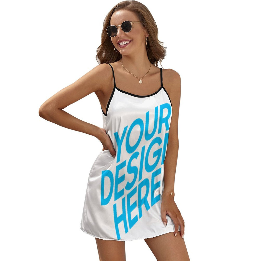Sexy Sommerkleid Satin Kleid JJ1206 mit V-Ausschnitt für Damen / Frauen selbst gestalten und bedrucken