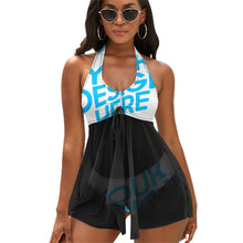 Lade das Bild in den Galerie-Viewer, Bügel-Bikini QZ6081 Tankini Badeanzug mit geteiltem Rock für Damen / Frauen mit Foto selbst gestalten und bedrucken
