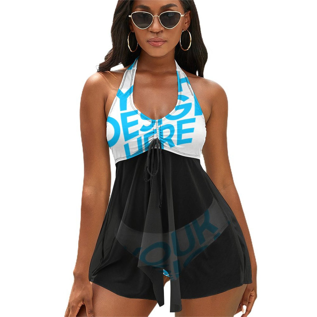 Bügel-Bikini QZ6081 Tankini Badeanzug mit geteiltem Rock für Damen / Frauen mit Foto selbst gestalten und bedrucken
