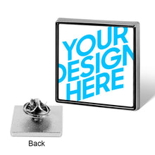 Lade das Bild in den Galerie-Viewer, Metall &quot;Square&quot; Quadrat-Form Abzeichen mit Fotos Muster Text Logo selbst gestalten und bedrucken
