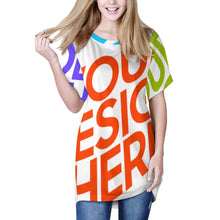 Lade das Bild in den Galerie-Viewer, Multi-Image-Druck Damen / Frauen TSHIRT T-Shirt Kleid Lang mit Rundhalsausschnitt Oversize AQT mit Fotos Muster Text Logo selbst gestalten und bedrucken
