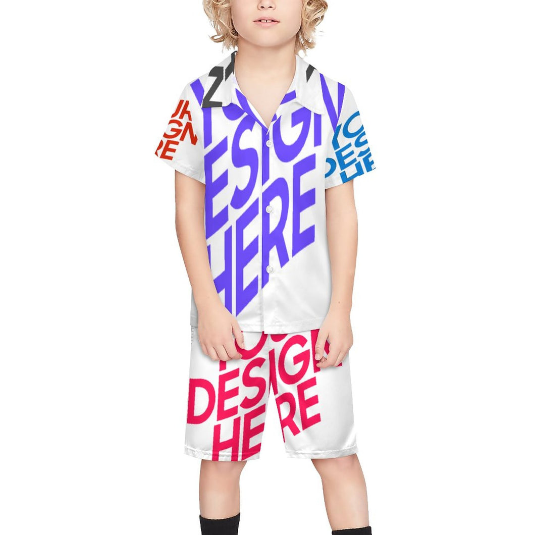 Multi-Image-Design Kinder Jungen Kurzärmeliges Shirt & Shorts Strand Set (2-tlg) A27TZ mit Foto Design Motiv Text selbst gestalten und bedrucken