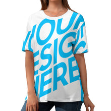 Lade das Bild in den Galerie-Viewer, Große Größen 100% Baumwolle Kurzarm T-Shirt TSHIRT Volldruck-T-Shirts ZP057 für Damen Frauen mit Foto Muster Text selbst gestalten und bedrucken
