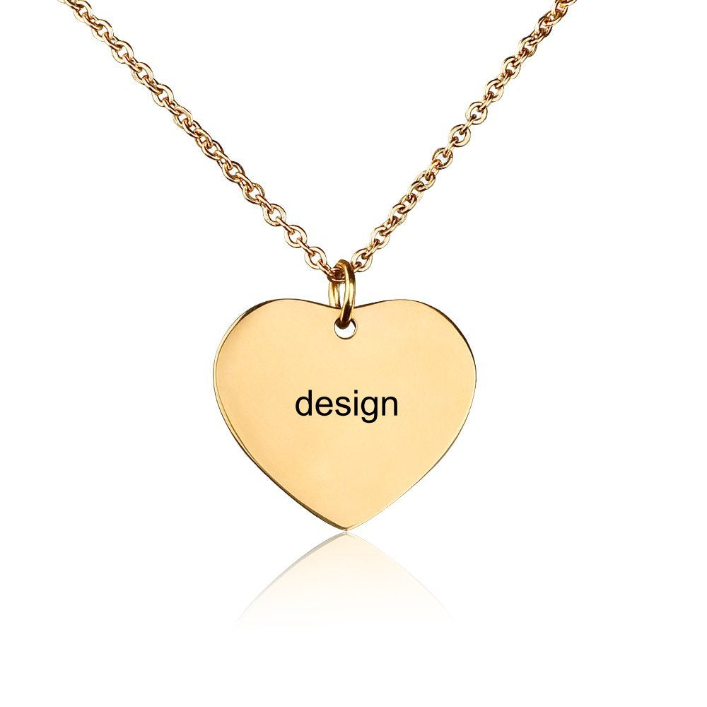 Personalisierte Halskette mit Herz Form Anhänger mit Wunschgravur aus Titanstahl mit 18K Gold Roségold Vergoldung selbst gestalten
