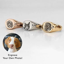 Lade das Bild in den Galerie-Viewer, Personalisierter Haustier Porträt Kupfer Ring mit Tier-Foto Gravur selbst gestalten
