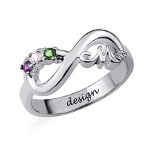 Lade das Bild in den Galerie-Viewer, Personalisierter 925er Sterling Silber Infinity Mom Ring J0023 mit gravierbarer Innenseite selbst gestalten
