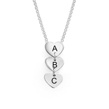 Lade das Bild in den Galerie-Viewer, Herzförmige Familienkette mit Drei Herzen Anhänger X0056 in Sterling Silber mit 18K Gold Roségold Vergoldung Länge verstellbar selbst gestalten
