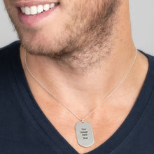 Lade das Bild in den Galerie-Viewer, 925er Sterling Silber Dog Tag Kette Namensschild Halskette X0042 mit Gravur in Script Schrift mit 18K Gold Roségold Vergoldung Länge verstellbar selbst gestalten
