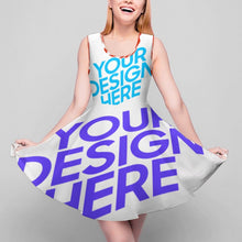 Lade das Bild in den Galerie-Viewer, Runder Kragen, ohne Ärmel, Kurzes und casuales Kleid für Damen Frauen mit Ihrem eigenen Design Logo oder Foto selbst gestalten und bedrucken
