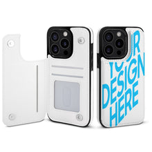 Lade das Bild in den Galerie-Viewer, TPU Leder iPhone 15 Plus Pro Max Handyhülle Business Handytasche Kartenfach Schutzhülle mit Standfunktion zum Aufklappen aufstellbar Etui mit Foto Design Motiv Text selbst gestalten und bedrucken
