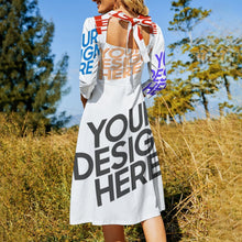 Lade das Bild in den Galerie-Viewer, Multi-Image-Druck Damen / Frauen Sommerkleid Midikleid mit Knotendetail im Rücken B272 mit Fotos Muster Text Logo selbst gestalten und bedrucken
