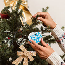 Lade das Bild in den Galerie-Viewer, Christbaumschmuck Herz Weihnachten Deko Anhänger mit Fotos Muster Text Logo selbst gestalten und bedrucken
