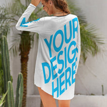 Lade das Bild in den Galerie-Viewer, Damen Einzigartiges Design Unregelmäßig geschnittenes Langarmkleid NZ013 selbst gestalten und bedrucken
