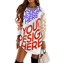 Lade das Bild in den Galerie-Viewer, Multi-Image-Design Damen / Frauen Fashion Langarm Kleid Freizeitkleid mit Spleißen-Still F72Q mit Foto Design Motiv Text selbst gestalten und bedrucken

